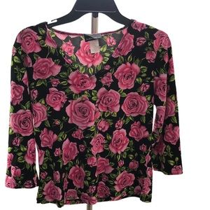 Woman Pink Flower 🌸 Brittany Black Size L Top - 2355